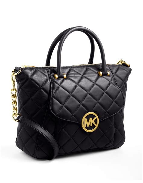 michael kors fulton quilted satchel black|Michael Kors shoulder bag.